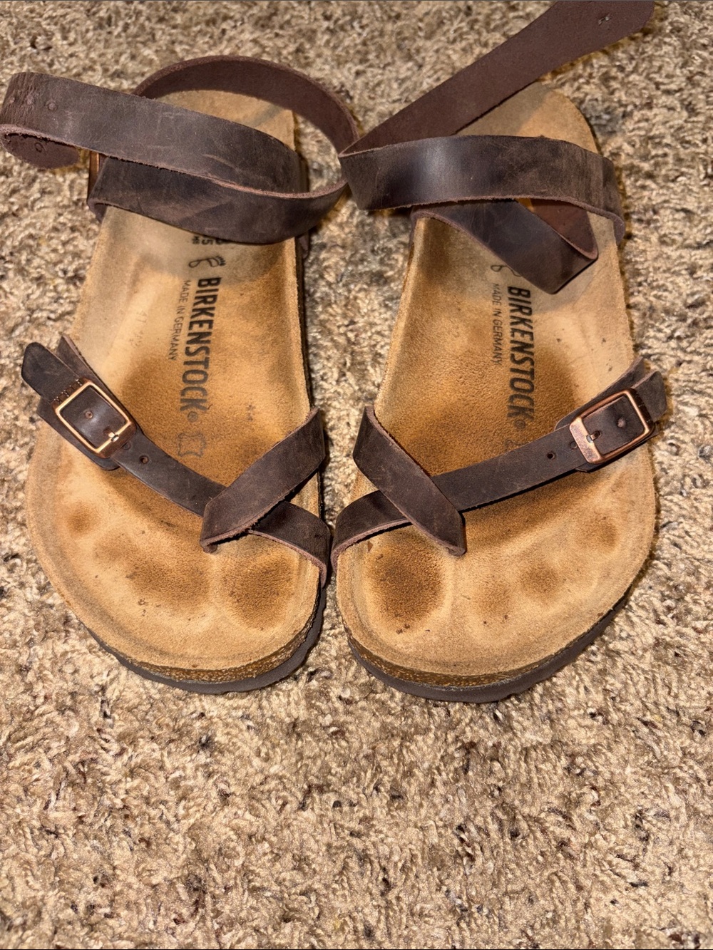 Birkenstock Dark Brown Leather Wrap Sandals 38